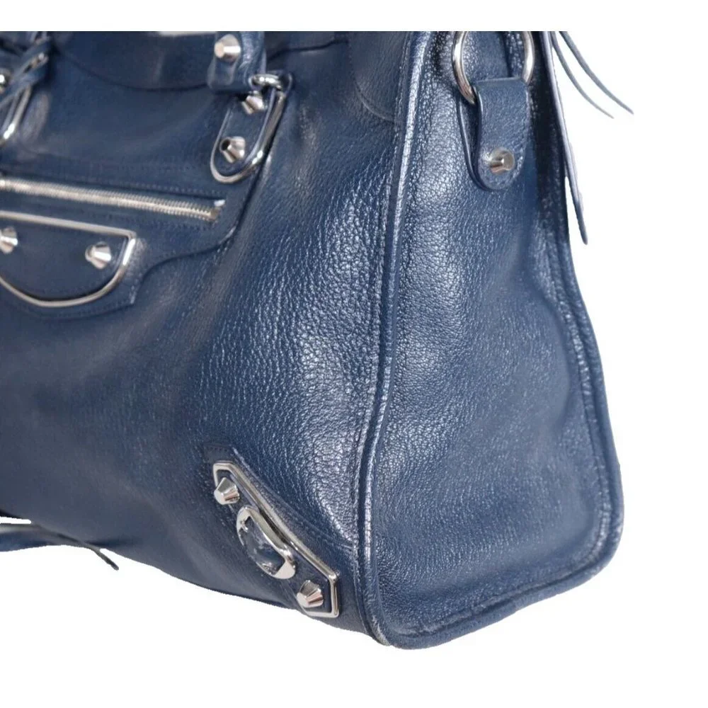 Balenciaga Navy Blue Leather Crossbody Satchel - Picture 3 of 12
